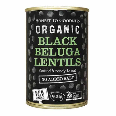 Honest to Goodness Black Beluga Lentils (Cooked) 400g
